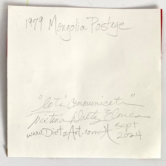 Lets Communicate Original Art Painting Collage Mixed Media Matted 8x8in - Picture 10 of 10